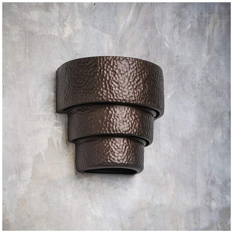 Image 1 Hammerman-9-inch-high-hammered-ceramic-bronze-up/down-LED-outdoor