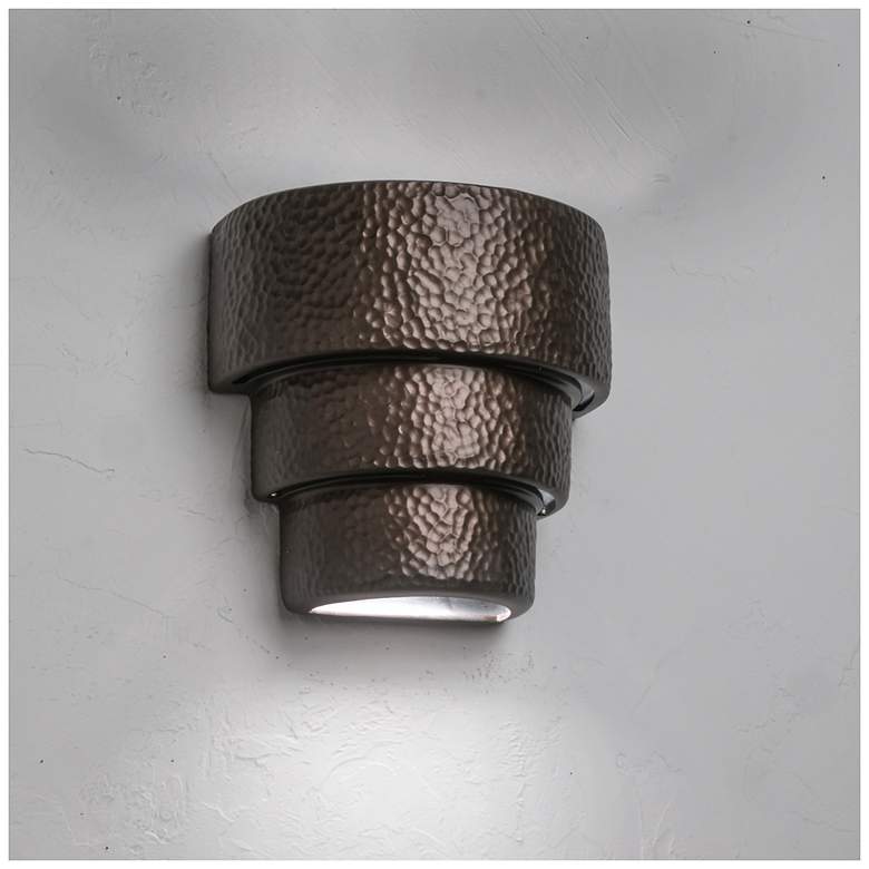 Image 3 Hammerman-9-inch-high-hammered-ceramic-bronze-up/down-LED-outdoor more views