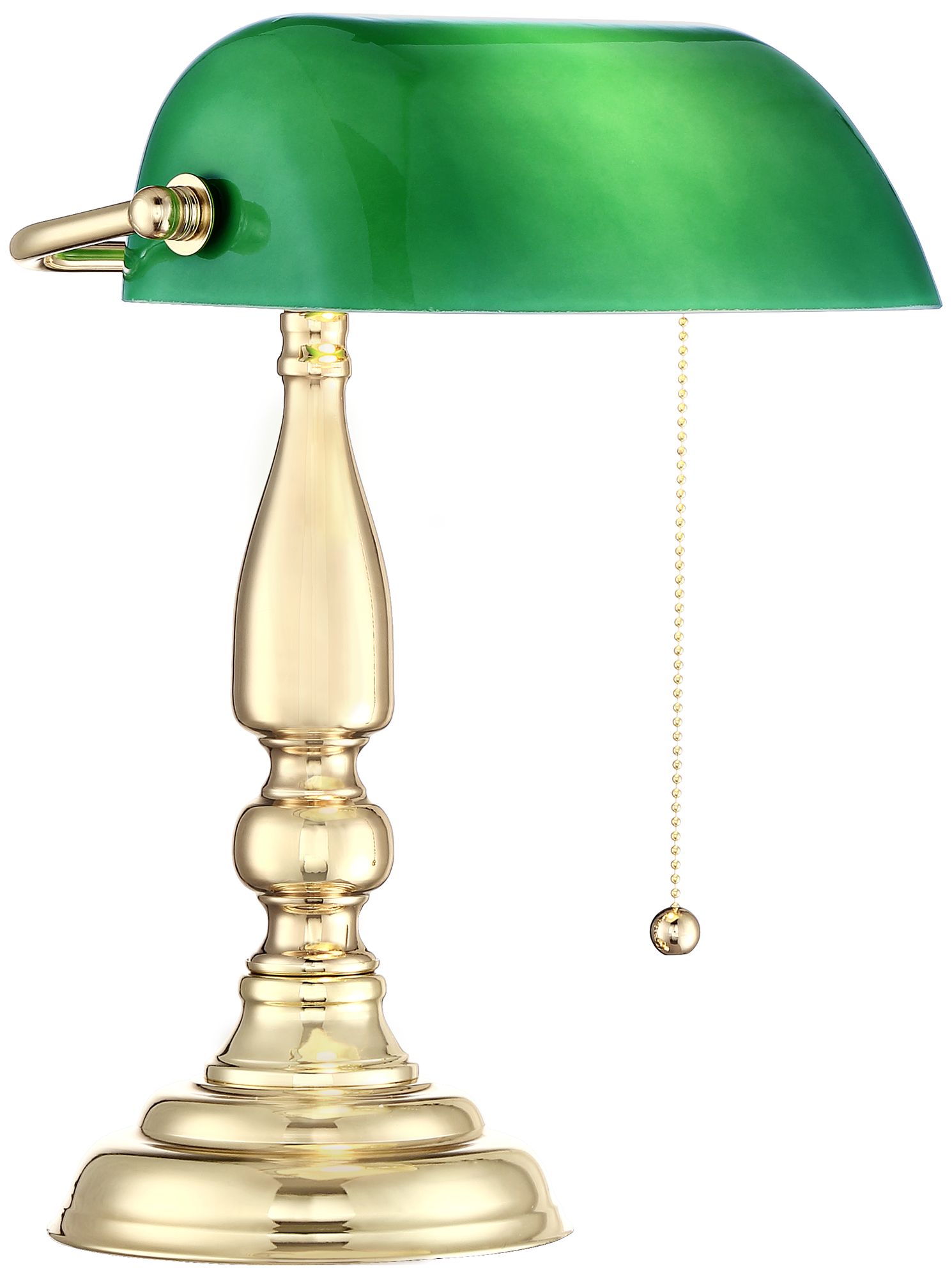 brass bankers lamp green shade