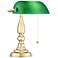 Hammond Green Glass and Brass Bankers Table Lamp