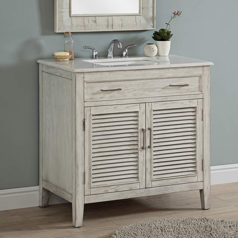 Image 1 Hampshire 35" Wide Ash and Marble Single Sink Vanity