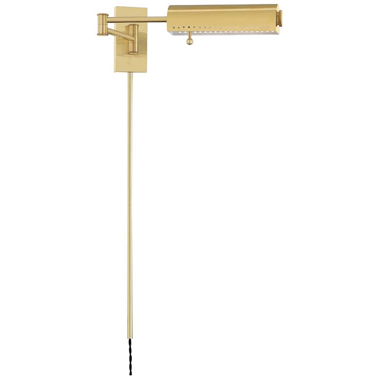 Image 1 Hampshire Aged Brass Plug-In Swing Arm Wall Lamp