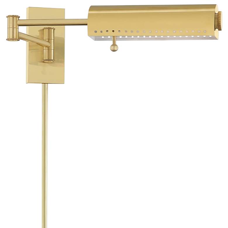 Image 2 Hampshire Aged Brass Plug-In Swing Arm Wall Lamp more views