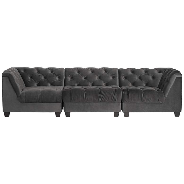 Image 1 Hampstead 108 inch Wide Gray Velvet Modular 3-Piece Sofa Set