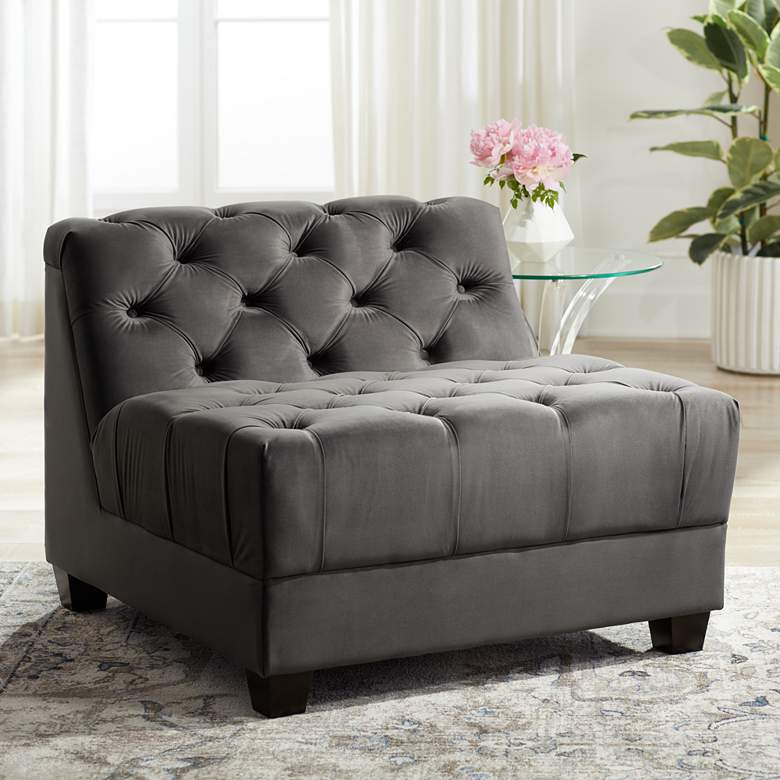 Image 1 Hampstead Gray Velvet Modular Armless Chair