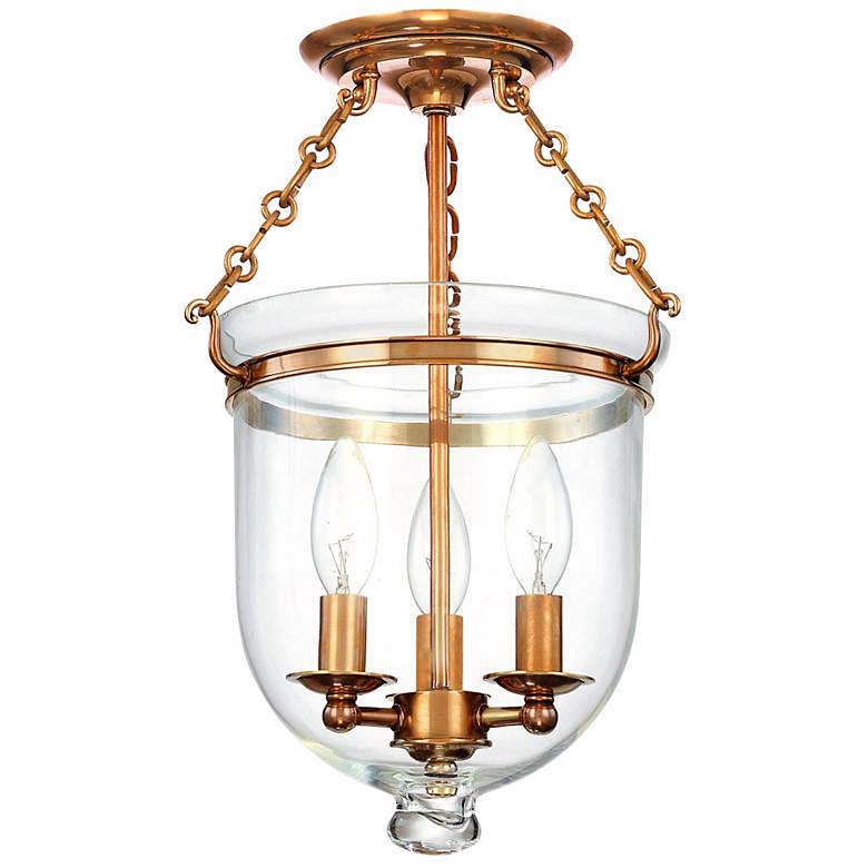 Image 2 Hampton 10 1/4 inch Wide Aged Brass Clear Glass Ceiling Fixture