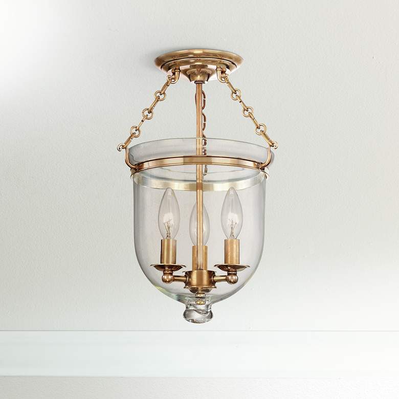 Hampton 10 1/4&quot; Wide Aged Brass Clear Glass Ceiling Fixture