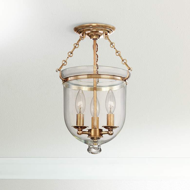 Image 1 Hampton 10 1/4" Wide Aged Brass Clear Glass Ceiling Fixture