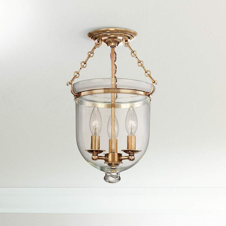 Image 1 Hampton 10 1/4 inch Wide Aged Brass Clear Glass Ceiling Fixture