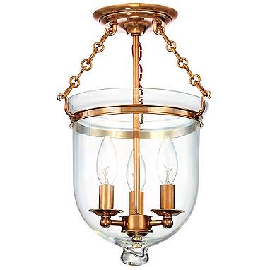 Hampton 10 1/4" Wide Aged Brass Clear Glass Ceiling Fixture