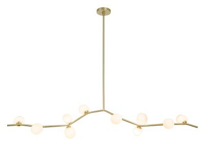 Thumbnail2 of Hampton 10-Light 74"W Chandelier Brass/White Glass more views