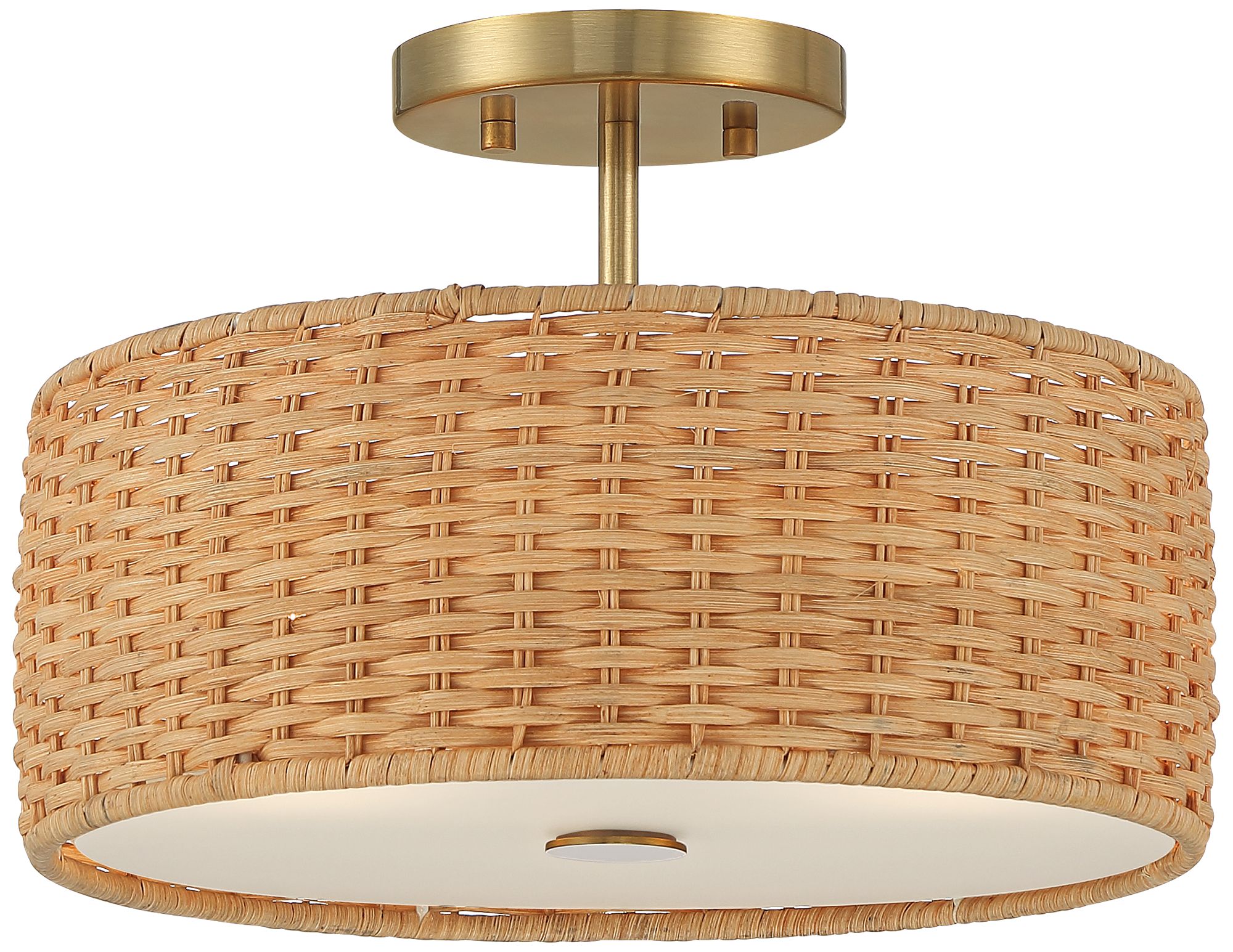 Hampton 13 1/4" Wide Soft Gold Weave Rattan Ceiling Light