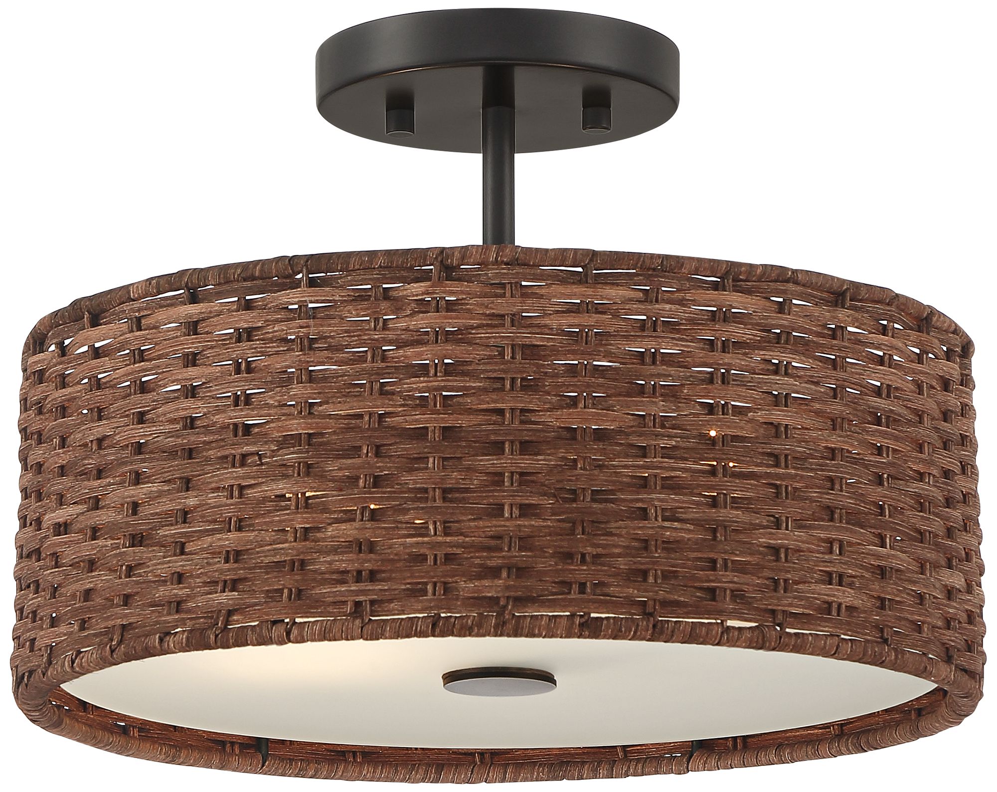 Hampton 13 1/4" Wide Soft Gold Weave Rattan Ceiling Light 669N1