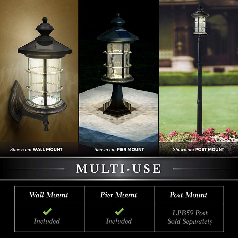 Image 5 Hampton 14" High Black LED Solar Powered Outdoor Post or Wall Light more views