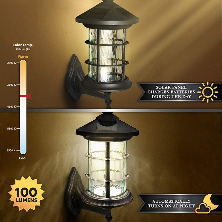 Image 6 Hampton 14 inch High Black LED Solar Powered Outdoor Post or Wall Light more views