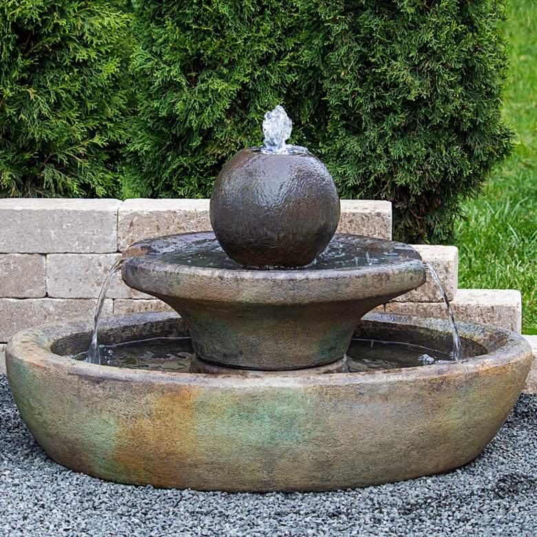 Image 1 Hampton 23 1/2 inch High Relic Nebbia LED Oval Outdoor Floor Fountain