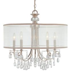 Hampton 24&quot; 5-Light Chrome and Crystal Traditional Shade Chandelier