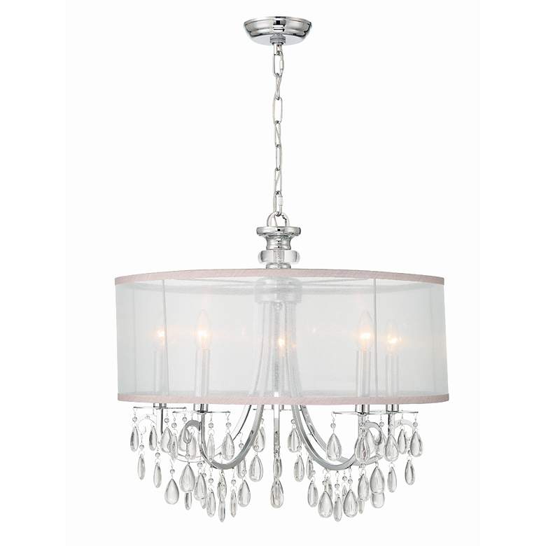 Image 3 Hampton 24" 5-Light Chrome and Crystal Traditional Shade Chandelier more views