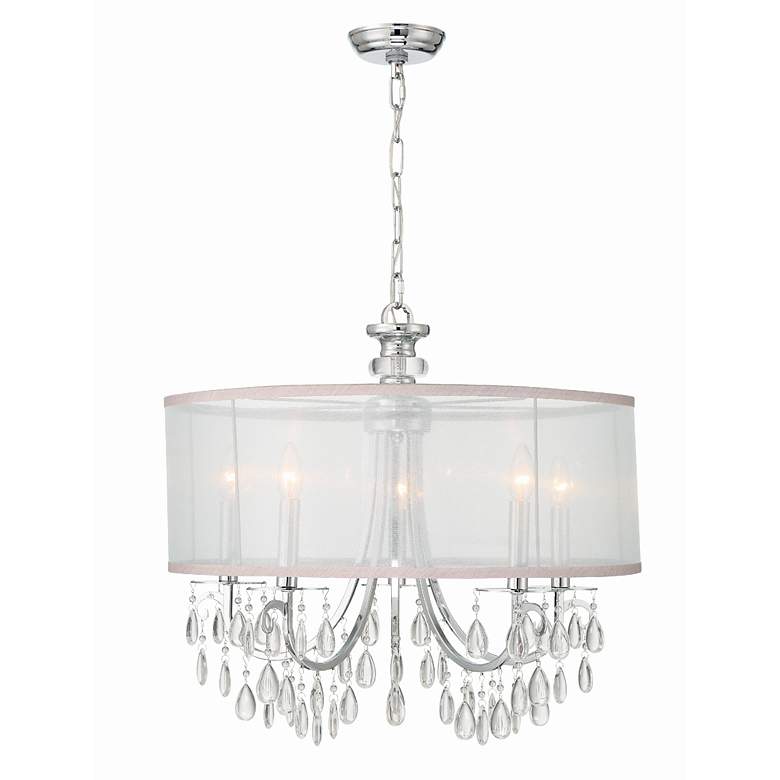 Image 3 Hampton 24 inch 5-Light Chrome and Crystal Traditional Shade Chandelier more views