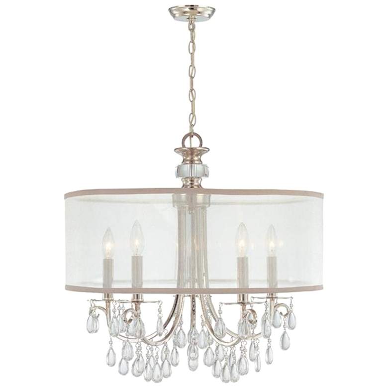 Image 5 Hampton 24 inch 5-Light Chrome and Crystal Traditional Shade Chandelier more views