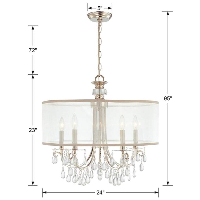 Image 6 Hampton 24" 5-Light Chrome and Crystal Traditional Shade Chandelier more views