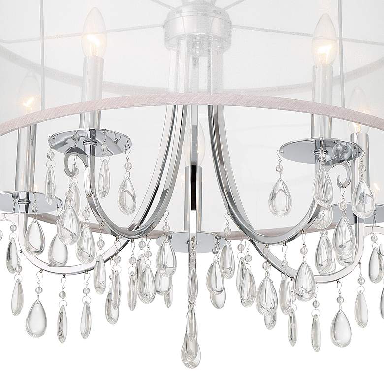 Image 6 Hampton 24" 5-Light Chrome and Crystal Traditional Shade Chandelier more views