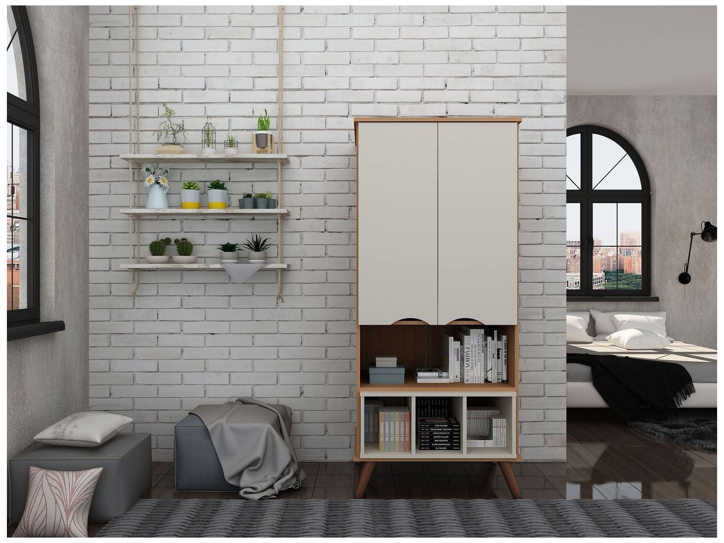 Image 5 Hampton 26.77 Display Cabinet in Off White and Maple Cream more views