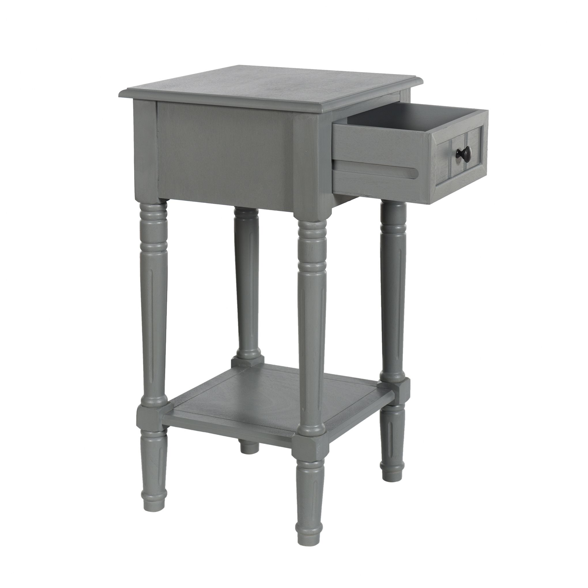 Image 5 Hampton 28" High Antique Gray Accent Table with One Drawer more views