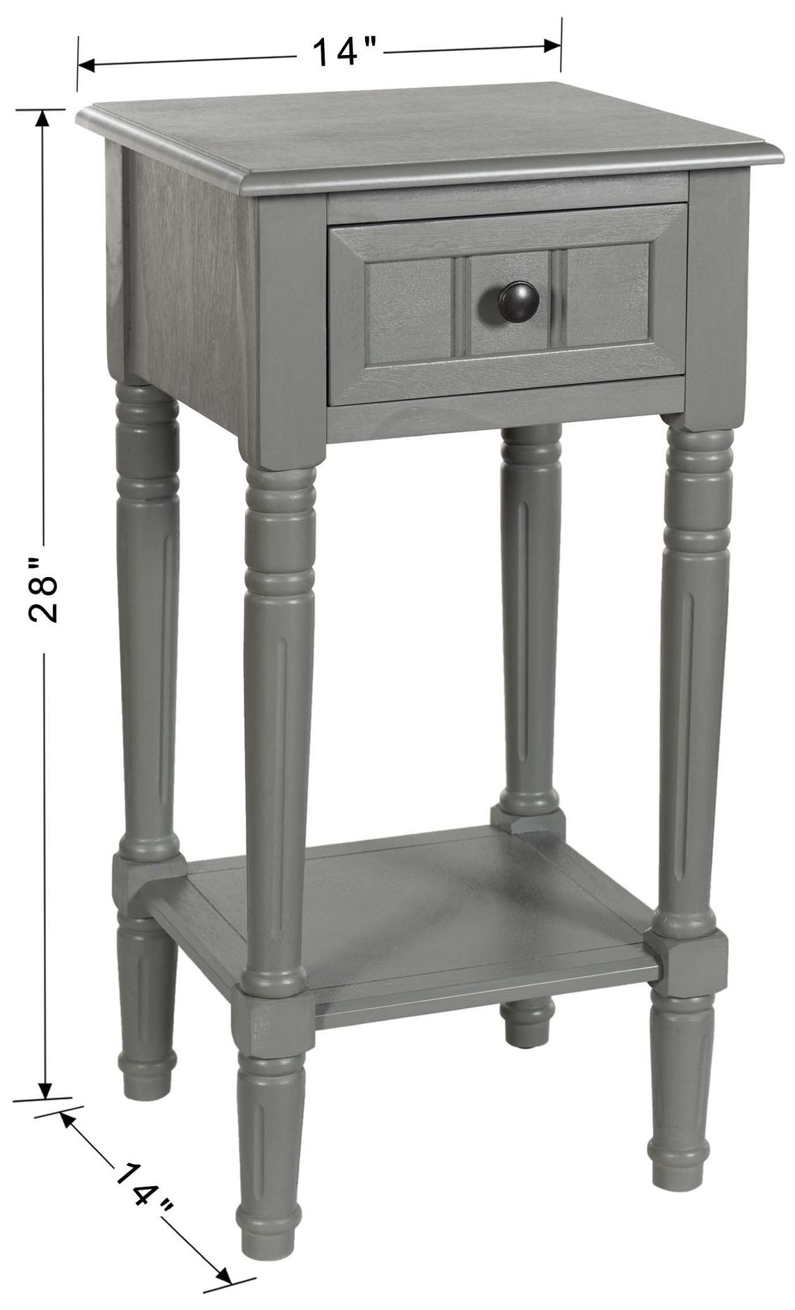 Hampton 28" High Antique Gray Accent Table with One Drawer