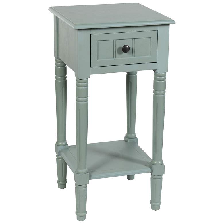 Image 2 Hampton 28" High Antique Ice Blue Accent Table with One Drawer