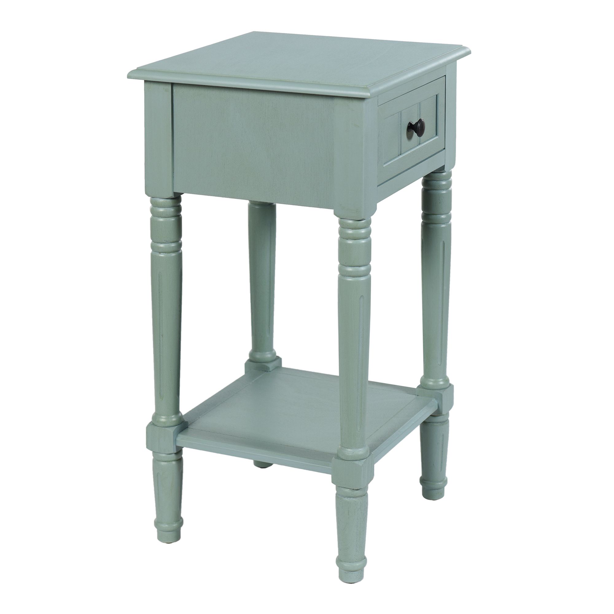 Image 3 Hampton 28" High Antique Ice Blue Accent Table with One Drawer more views