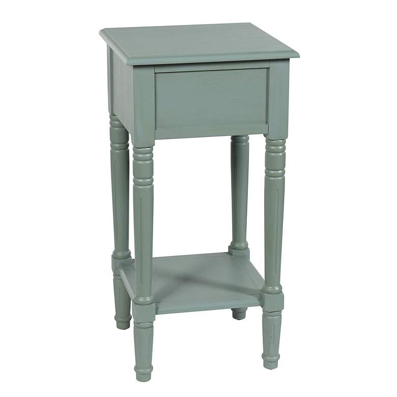 Image 4 Hampton 28" High Antique Ice Blue Accent Table with One Drawer more views