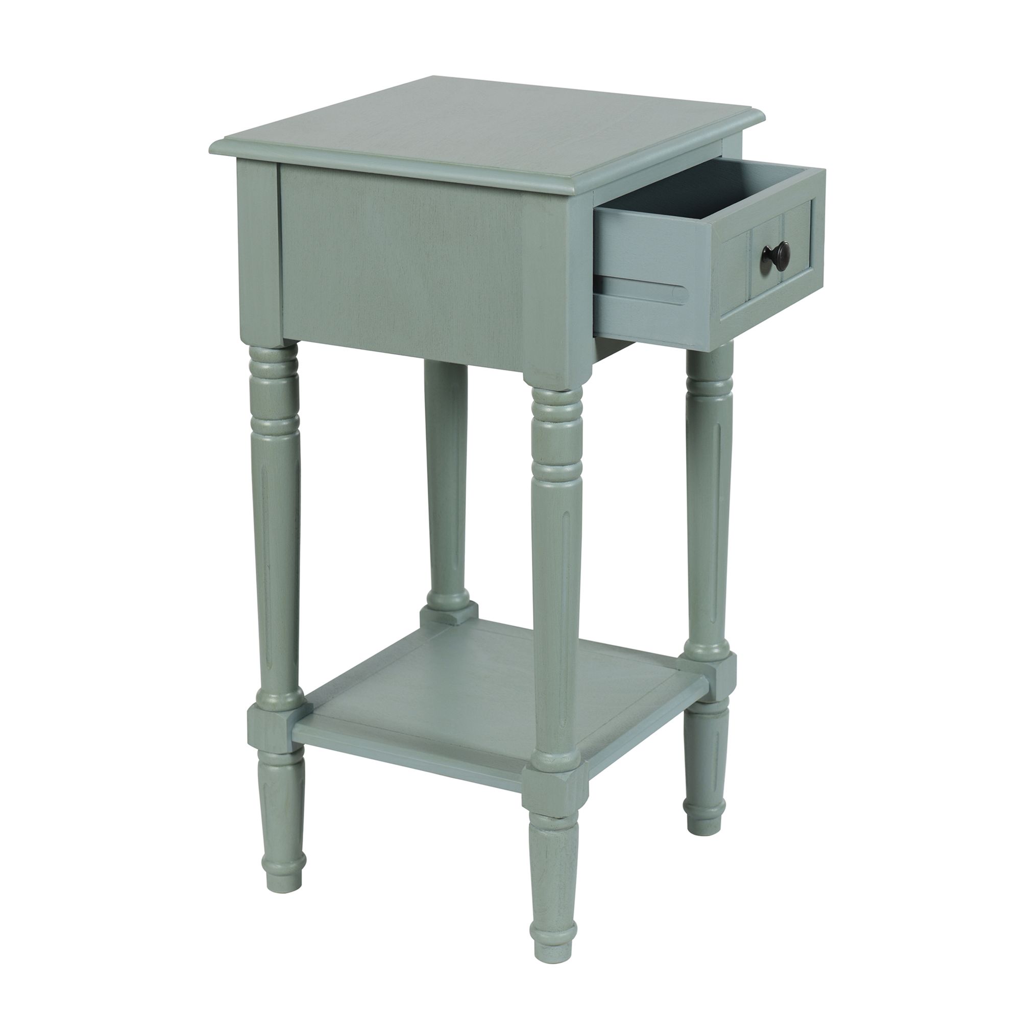 Image 5 Hampton 28" High Antique Ice Blue Accent Table with One Drawer more views