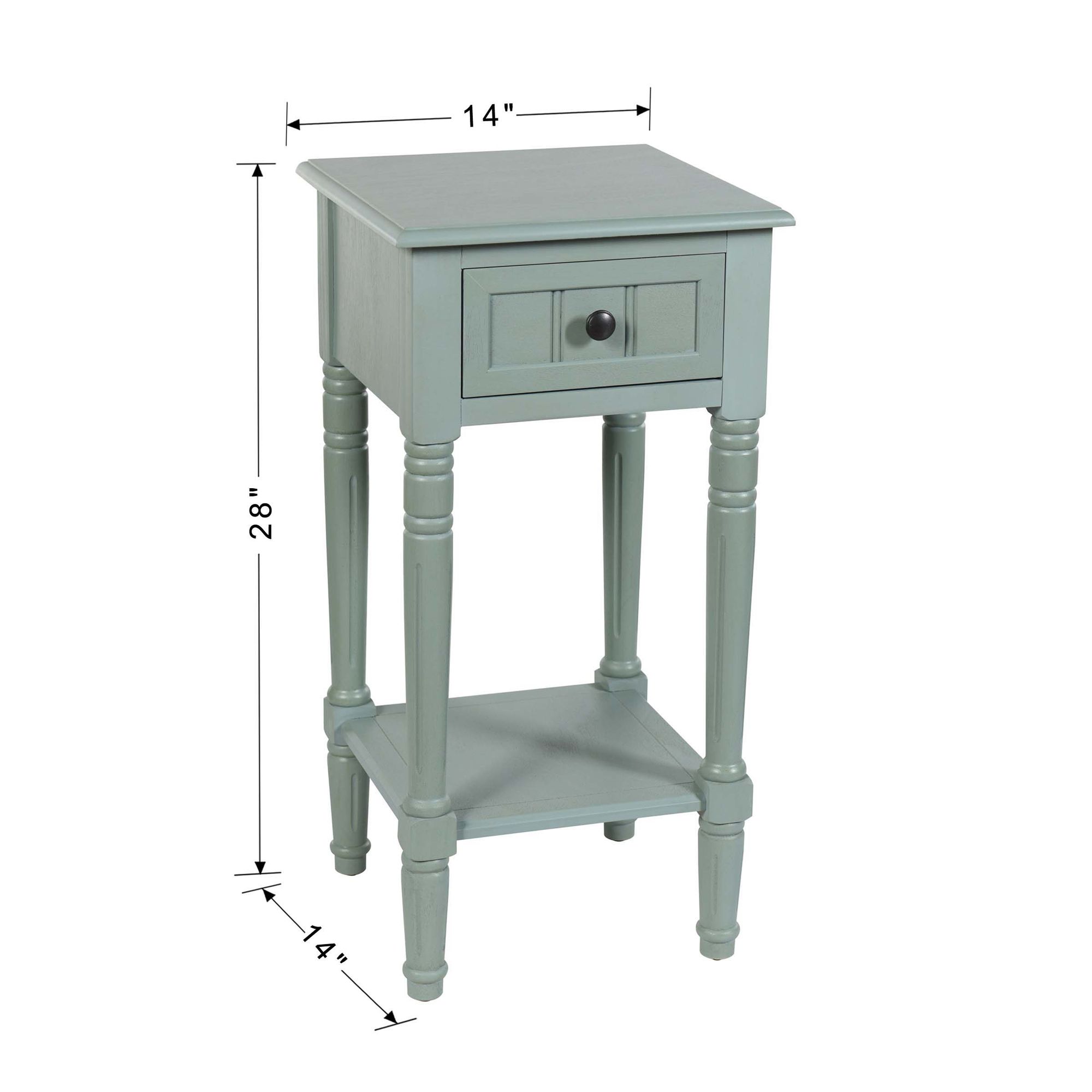 Hampton 28" High Antique Ice Blue Accent Table with One Drawer