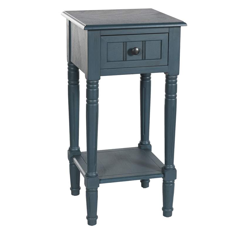 Image 1 Hampton 28" High Antique Navy Accent Table with One Drawer