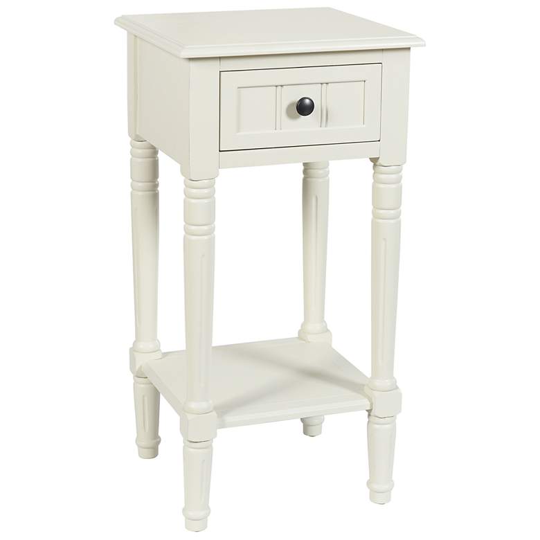 Image 2 Hampton 28" High Antique White Accent Table with One Drawer