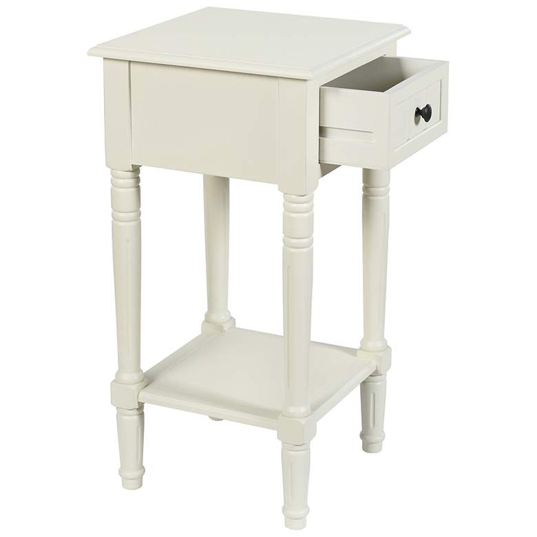 Image 4 Hampton 28" High Antique White Accent Table with One Drawer more views