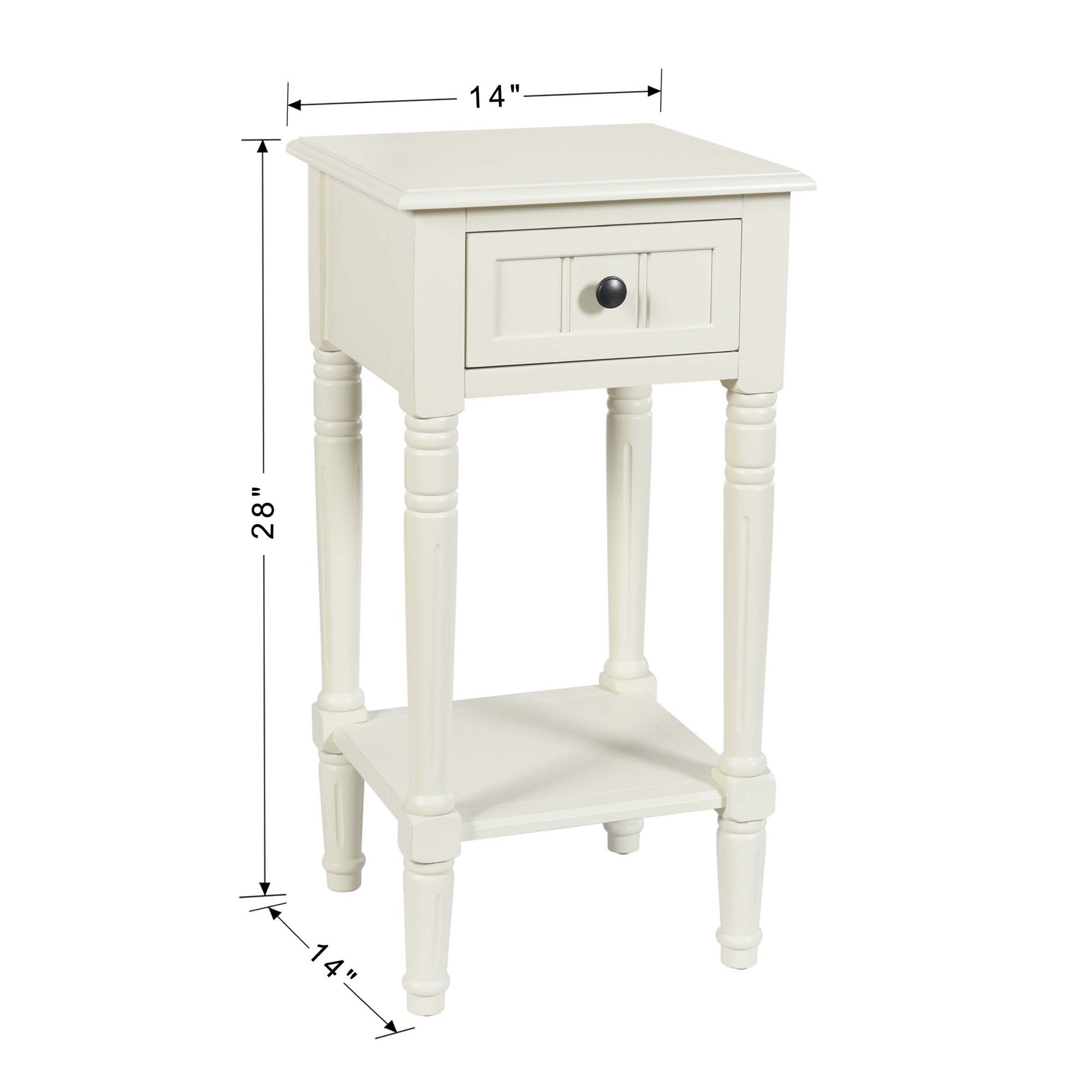 Hampton 28" High Antique White Accent Table with One Drawer