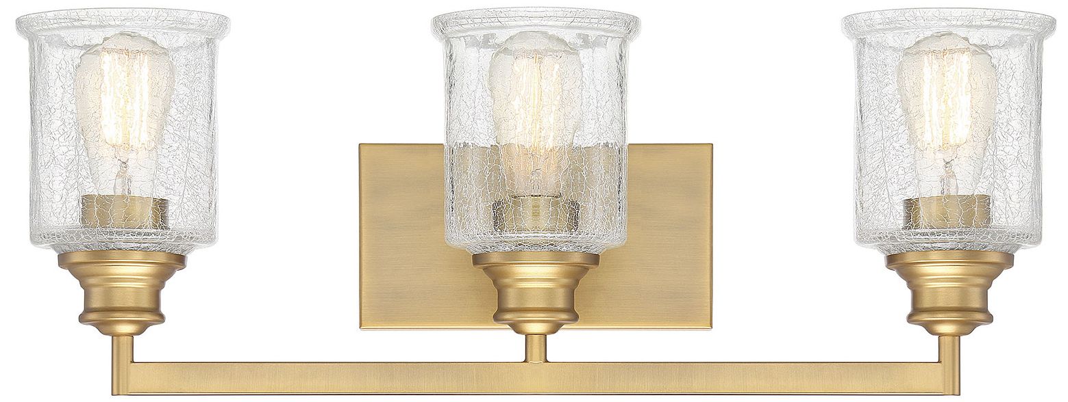 Hampton 3-Light Bathroom Vanity Light in Warm Brass