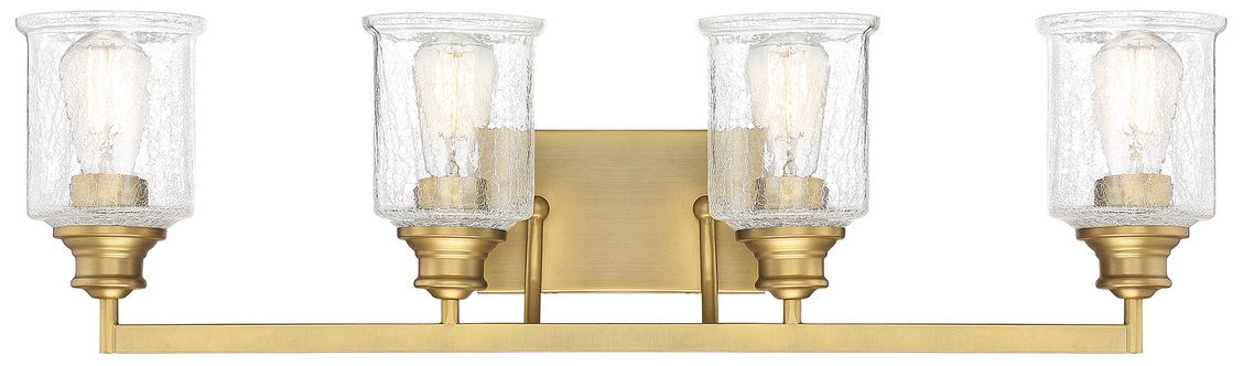 Hampton 4-Light Bathroom Vanity Light in Warm Brass