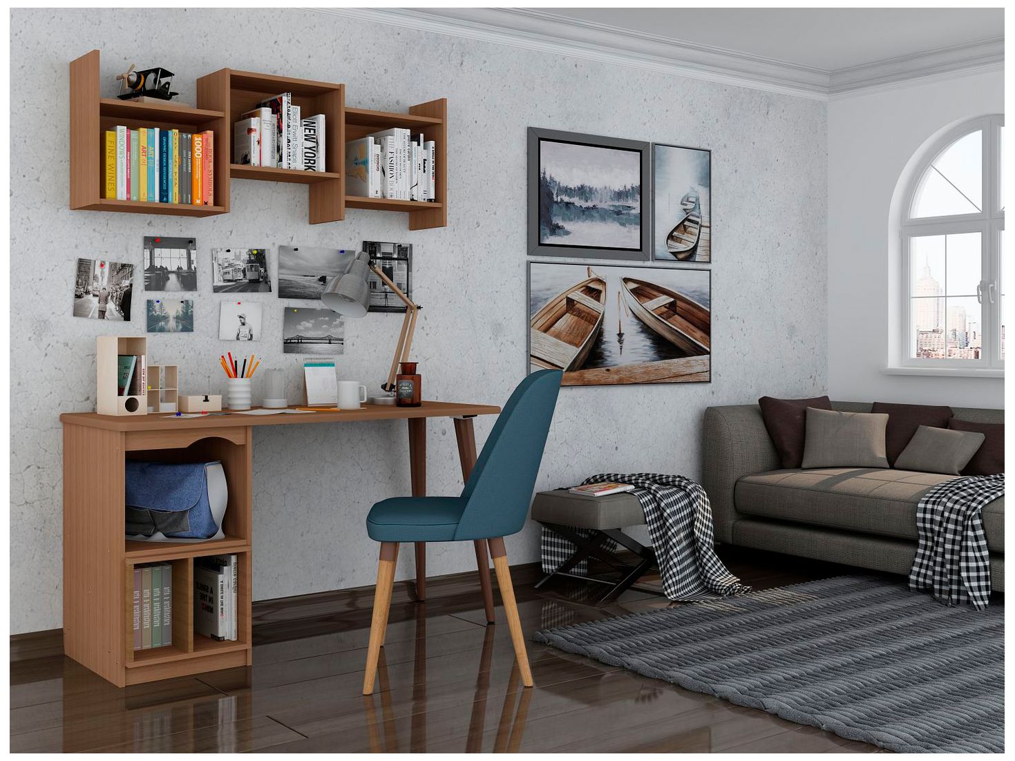 Image 2 Hampton 53.54 Home Office Desk in Maple Cream more views