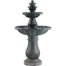 Image2 of Hampton 56 3/4" High Slate Finish 4-Tier Outdoor Fountain with Light