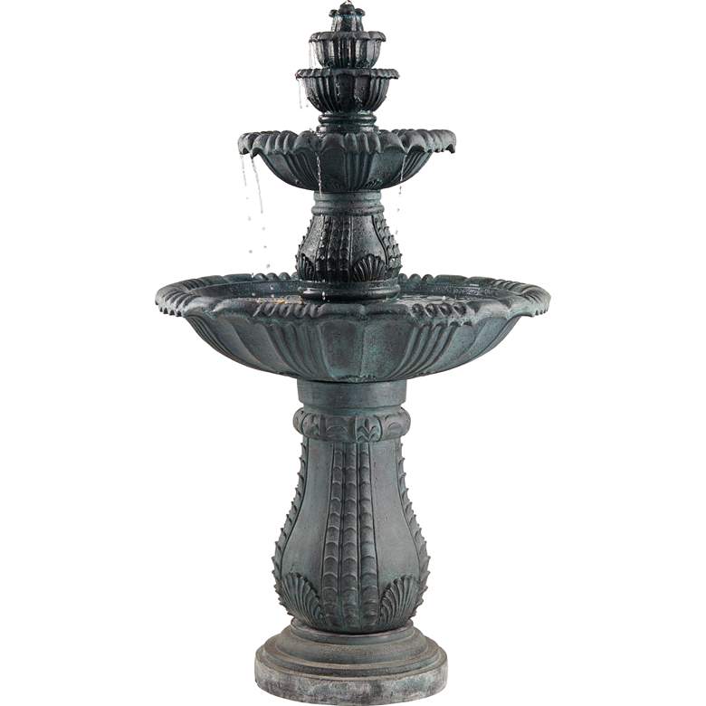 Image 2 Hampton 56 3/4 inch High Slate Finish 4-Tier Outdoor Fountain with Light