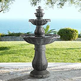 Image1 of Hampton 56 3/4" High Slate Finish 4-Tier Outdoor Fountain with Light