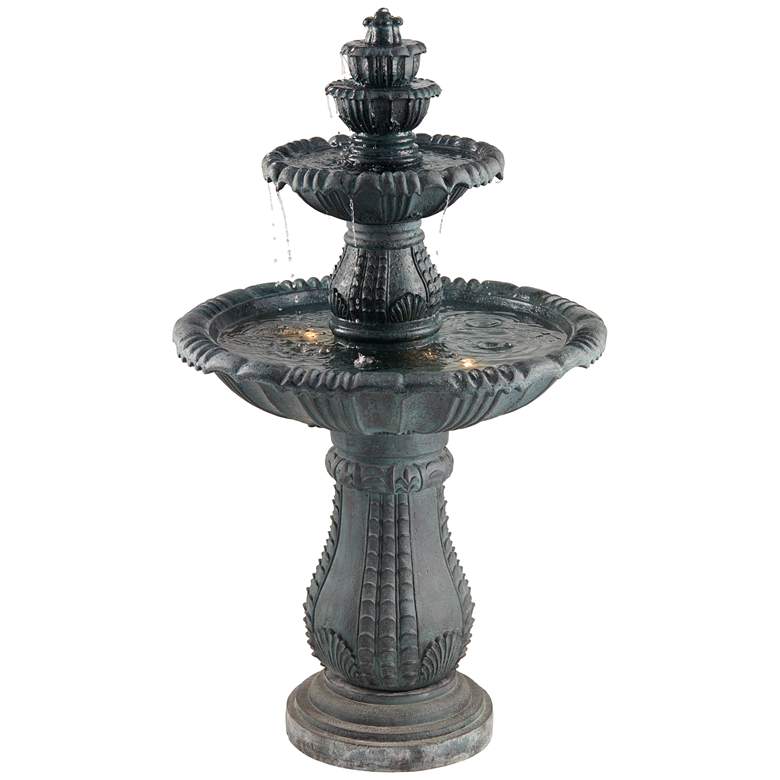 Image 6 Hampton 56 3/4" High Slate Finish 4-Tier Outdoor Fountain with Light more views