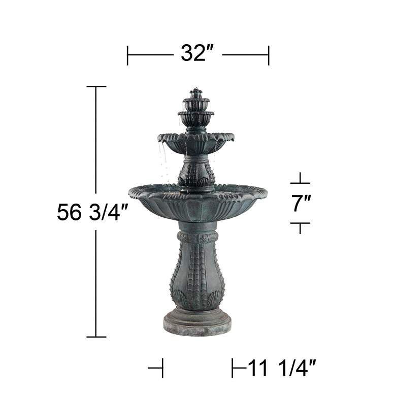 Image 7 Hampton 56 3/4" High Slate Finish 4-Tier Outdoor Fountain with Light more views