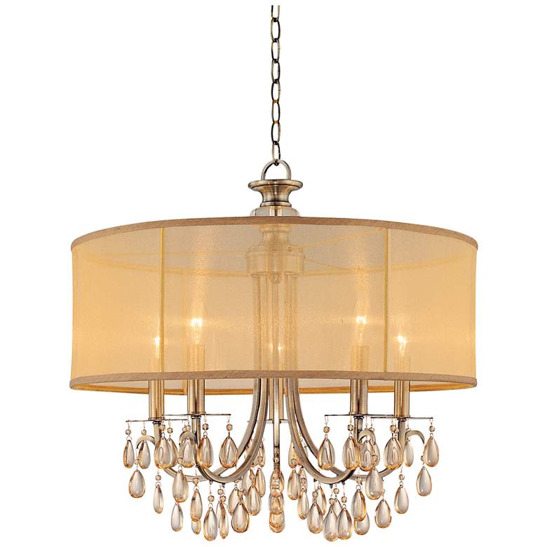 Image 3 Hampton Collection Antique Brass 24 inch Wide Chandelier