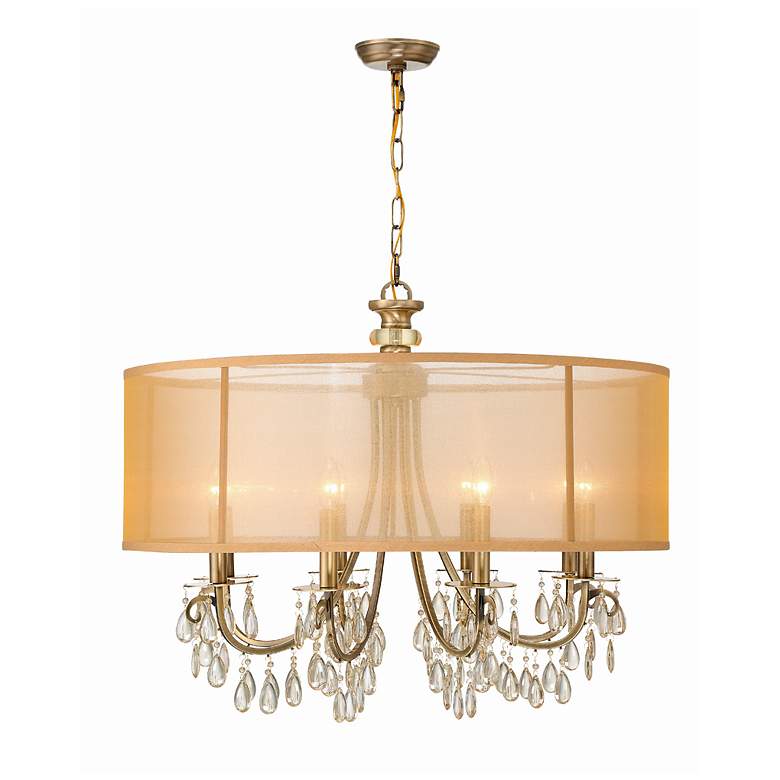 Image 3 Hampton Collection Antique Brass 32" Wide Large Chandelier