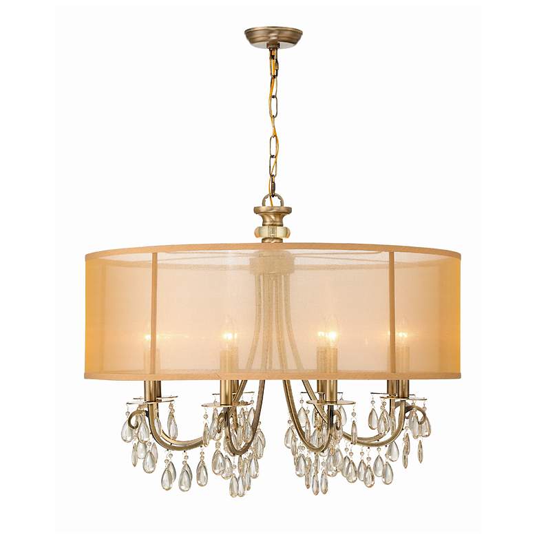 Image 3 Hampton Collection Antique Brass 32 inch Wide Large Chandelier