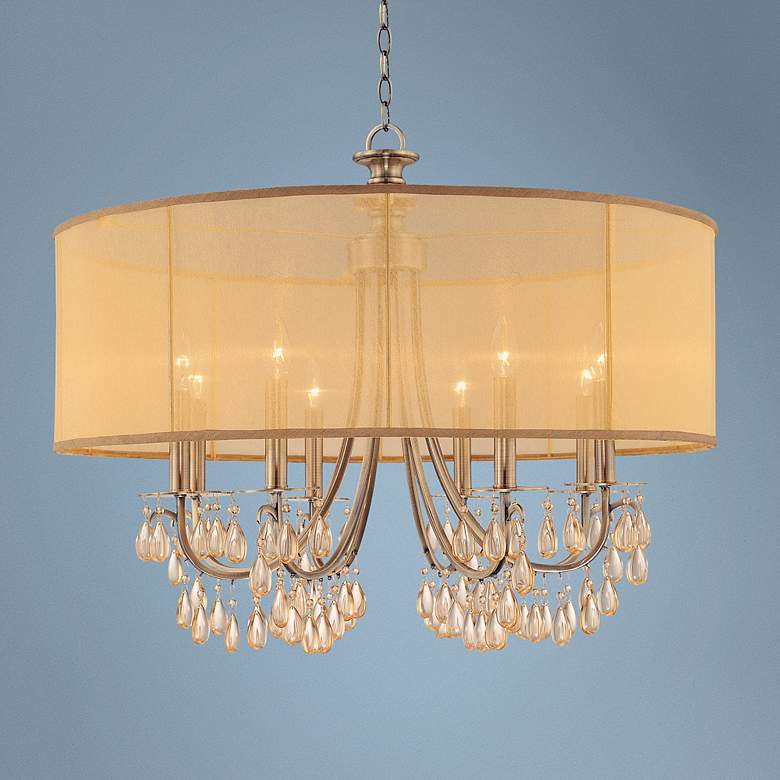 Image 2 Hampton Collection Antique Brass 32" Wide Large Chandelier